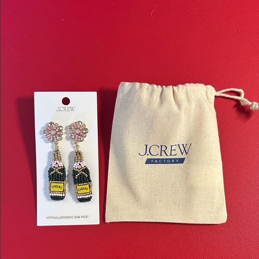 J. Crew Festive Bottle Earrings - Green and Gold